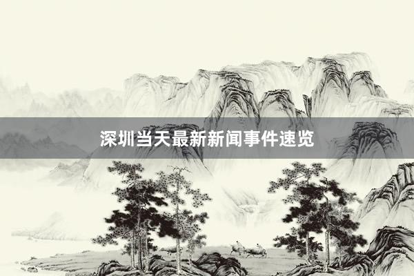 深圳当天最新新闻事件速览