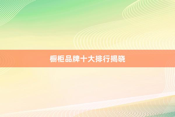 橱柜品牌十大排行揭晓