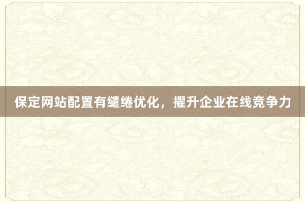 保定网站配置有缱绻优化，擢升企业在线竞争力